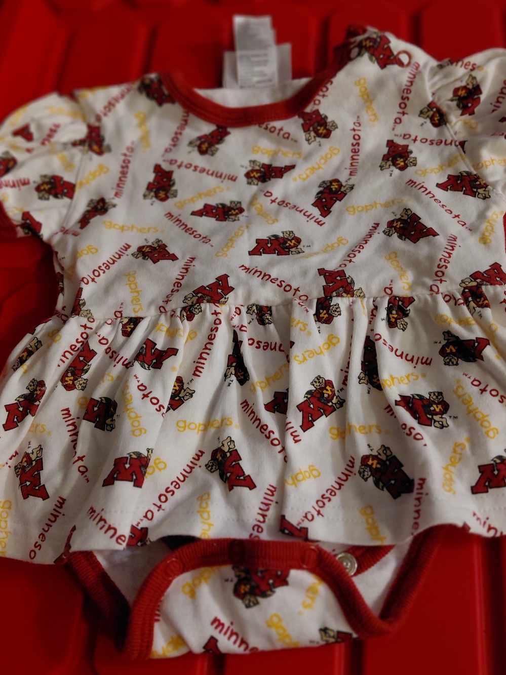 Minnesota Gophers Red & White Baby Dress Bodysuit